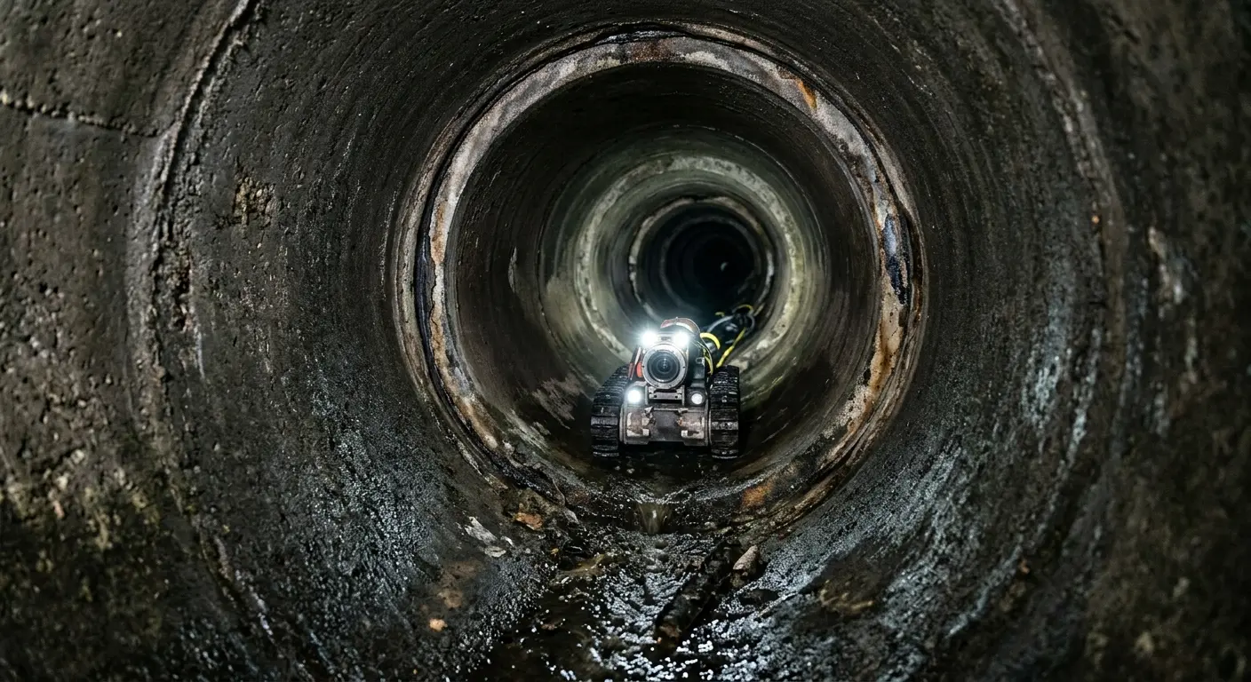 Robotic sewer camera inspecting pipe interior for Sewer Line Repair in East Whittier